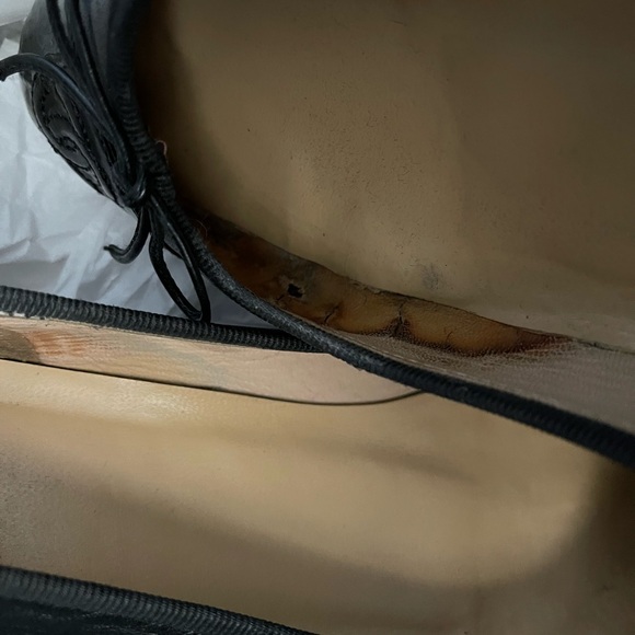 Authentic pre loved Chanel Leather Ballet Flats 36.5 Patent Cap Toe - Picture 10 of 16